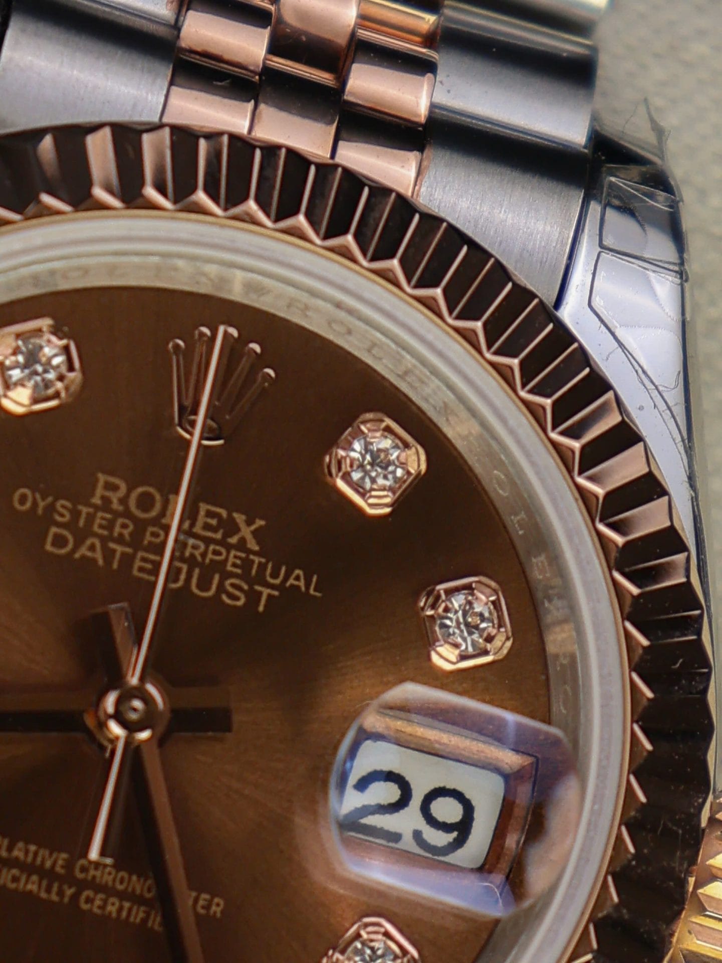 Rolex DateJust Lady Super Clone Watch Custom Gold Wrapped Chocolate Dial GM Factory 28mm - Image 6