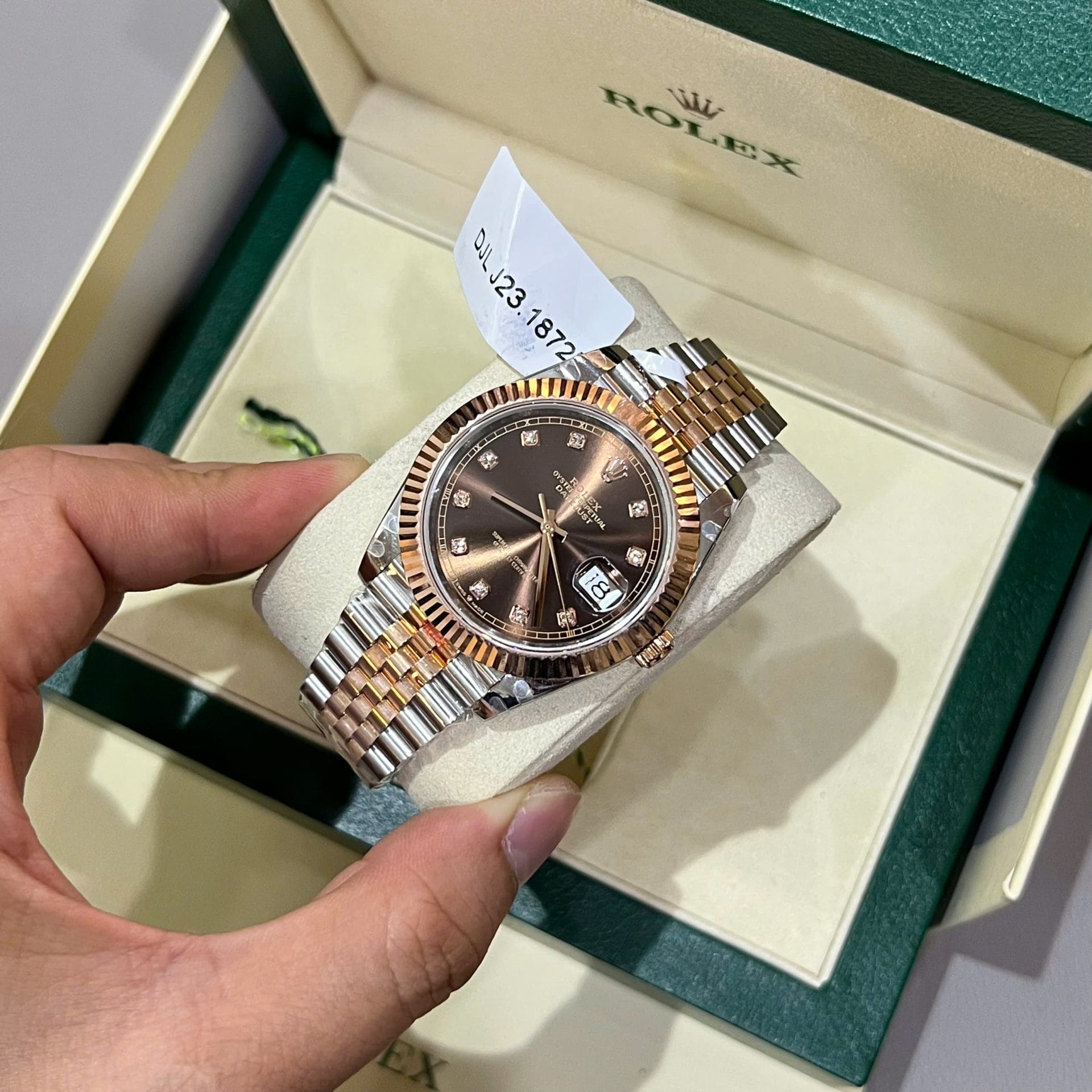 Rolex DateJust Dial Chocolate Super Clone Watch Custom Gold Wrapped GM Factory 41mm - Image 3