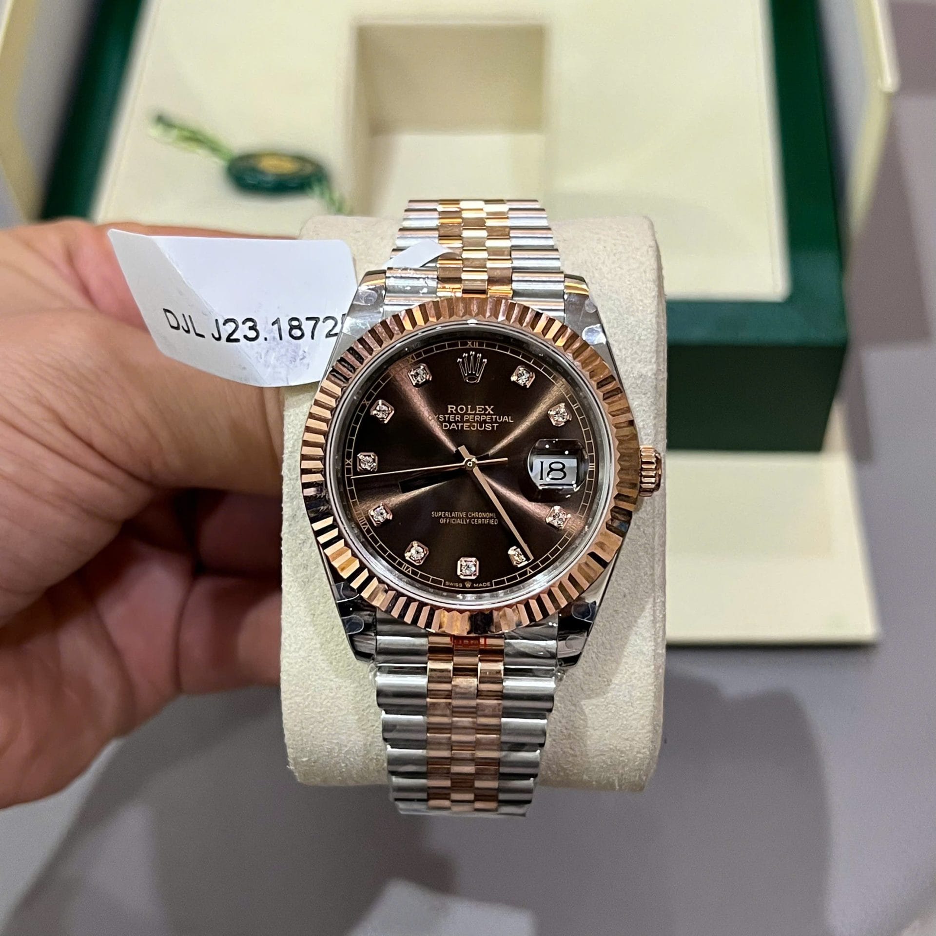 Rolex DateJust Dial Chocolate Super Clone Watch Custom Gold Wrapped GM Factory 41mm