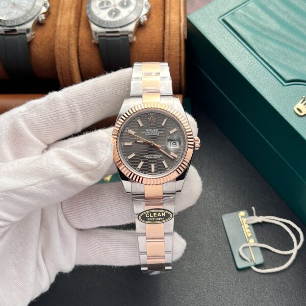 Dong Ho Rolex DateJust Mat Nep Gap Mau Xam Day Oyster Clean 41mm 2 1