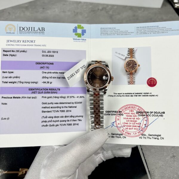 Dong Ho Rolex DateJust Nu Boc Vang Mat Chocolate Coc La Ma GM 31mm 3 1