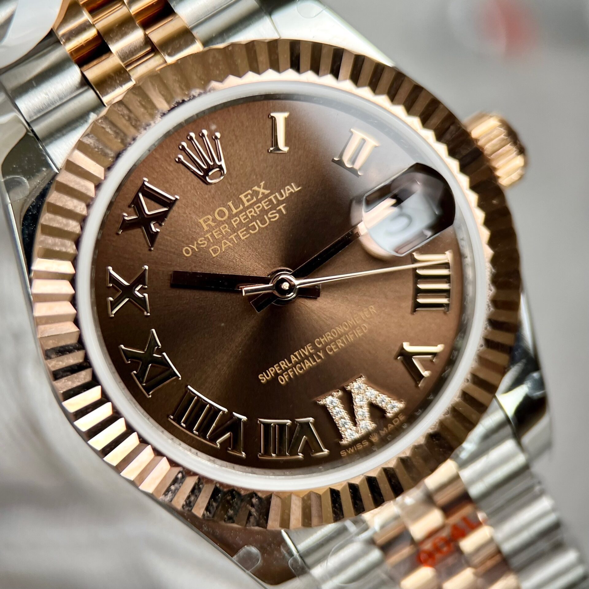 Rolex DateJust Super Clone Watch Gold Wrapped Chocolate Dial GM 31mm - Image 3