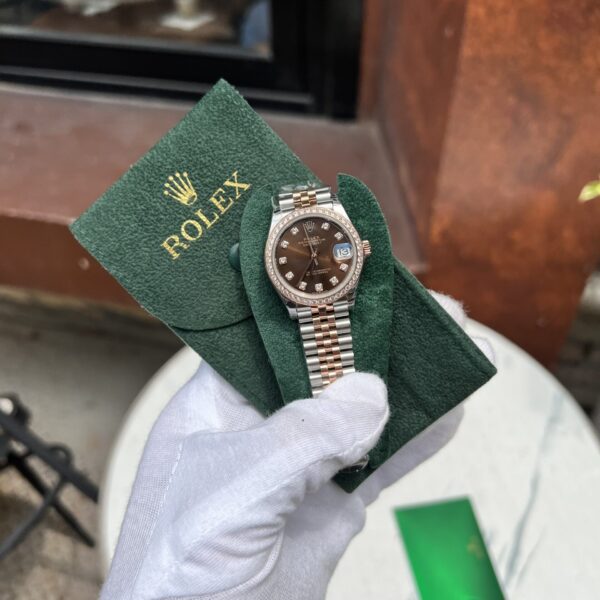 Dong Ho Rolex DateJust Nu Dinh Da Mat Chocolate Fake 11 EW 31mm 1 1