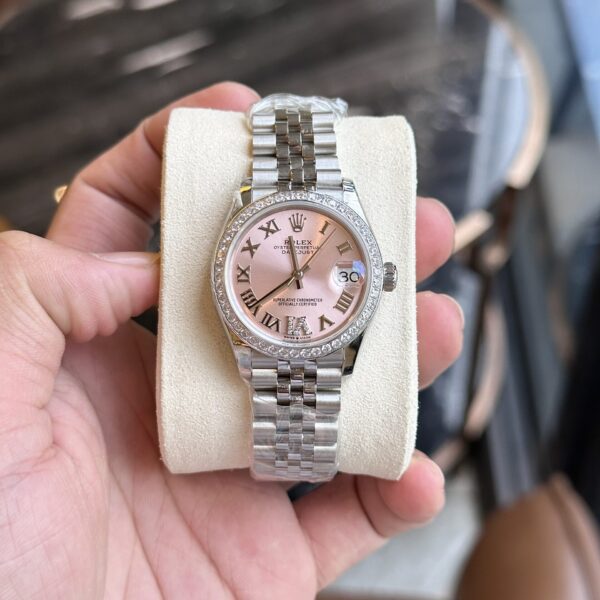 Dong Ho Rolex DateJust Nu Dinh Da Mat So Mau Hong EW 31mm 2 1