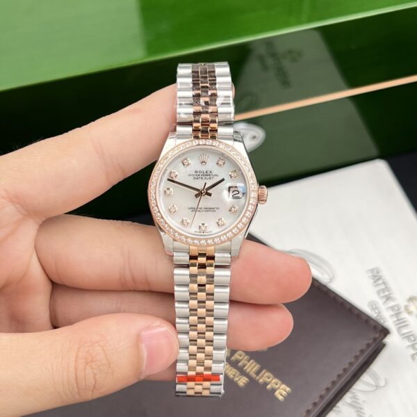 Dong Ho Rolex DateJust Nu Dinh Da Mat Xa Cu Demi Rose EWF 31mm 5 1