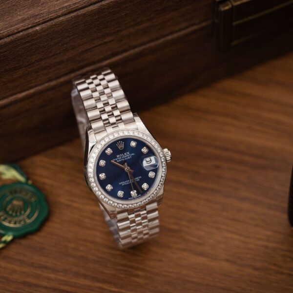 Dong Ho Rolex DateJust Nu Dinh Da Mat Xanh Blue May Thuy Sy 3 1