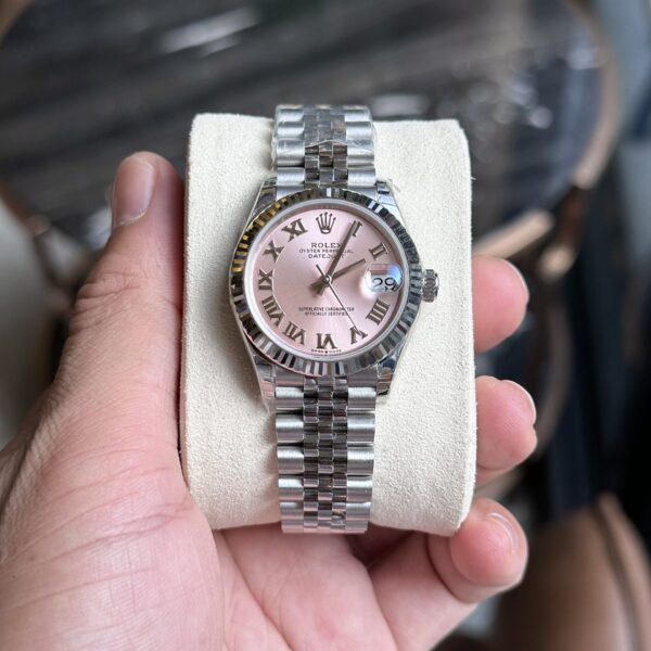 Dong Ho Rolex DateJust Nu Mat Hong Coc So La Ma EW 31mm 2 1