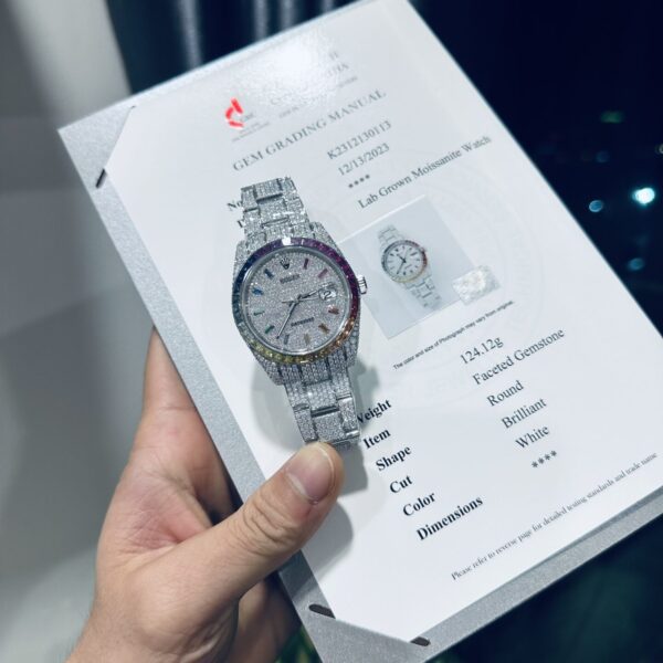 Dong Ho Rolex DateJust Rainbow Replica 11 Dinh Full Kim Cuong Moissanite 41mm 6 1