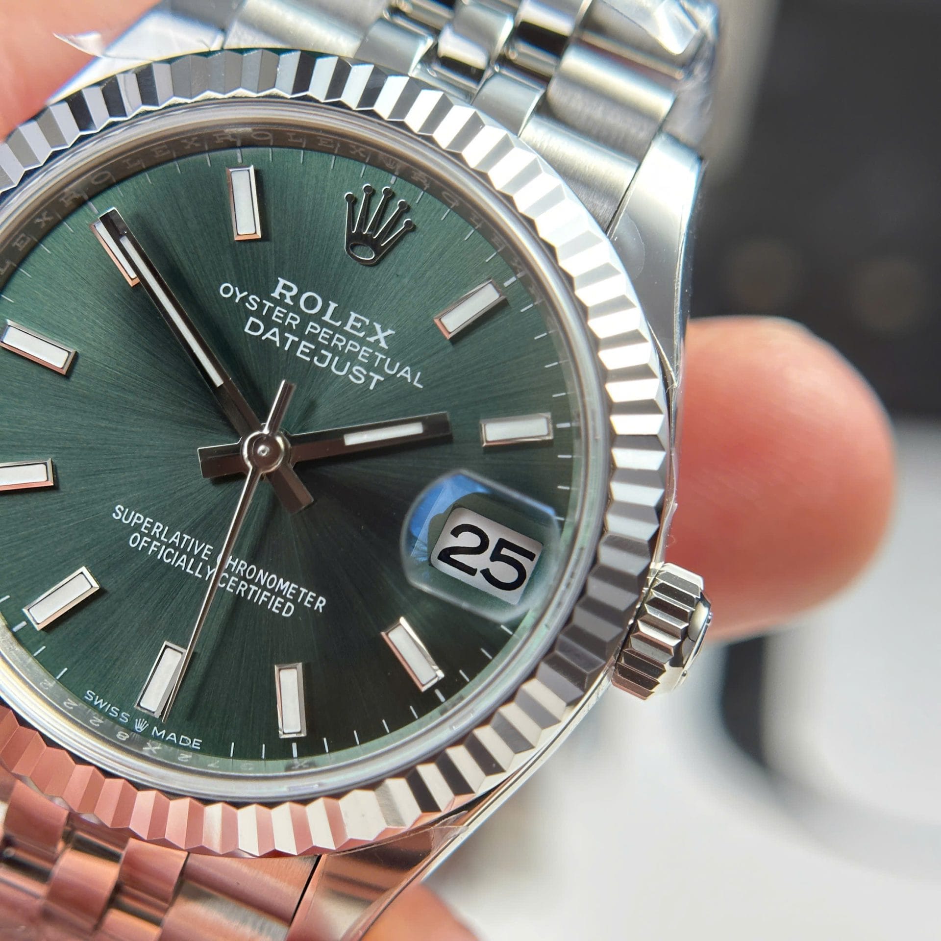 Rolex DateJust Super Clone Watch Dial Green Jubilee Strap THB Factory 31mm - Image 6