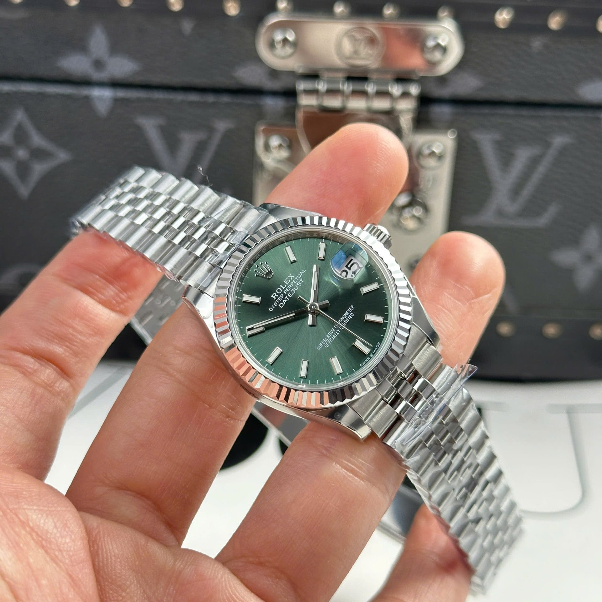 Rolex DateJust Super Clone Watch Dial Green Jubilee Strap THB Factory 31mm - Image 3