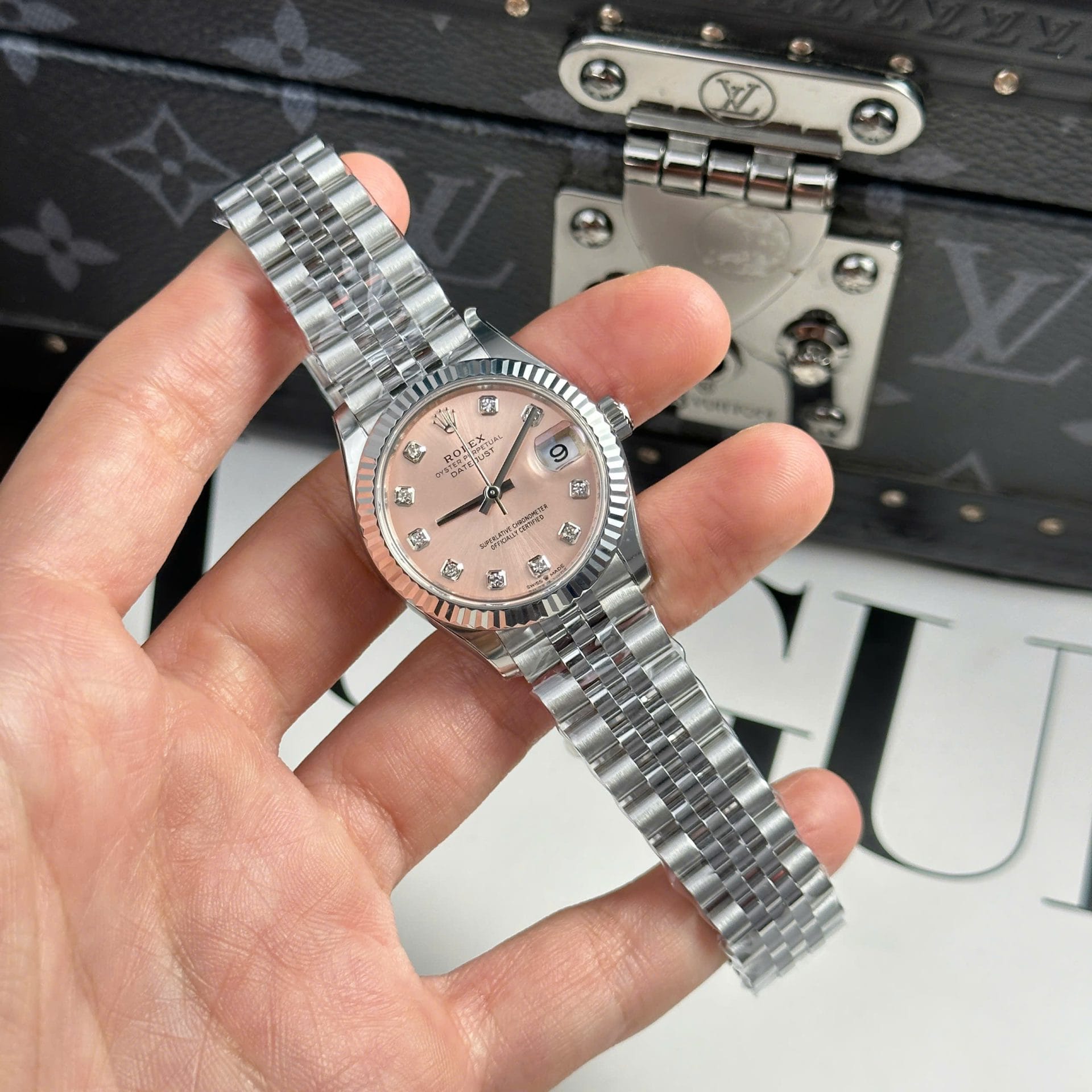 Rolex DateJust Super Clone Watch Dial Pink Jubilee Strap THB Factory 31mm - Image 2