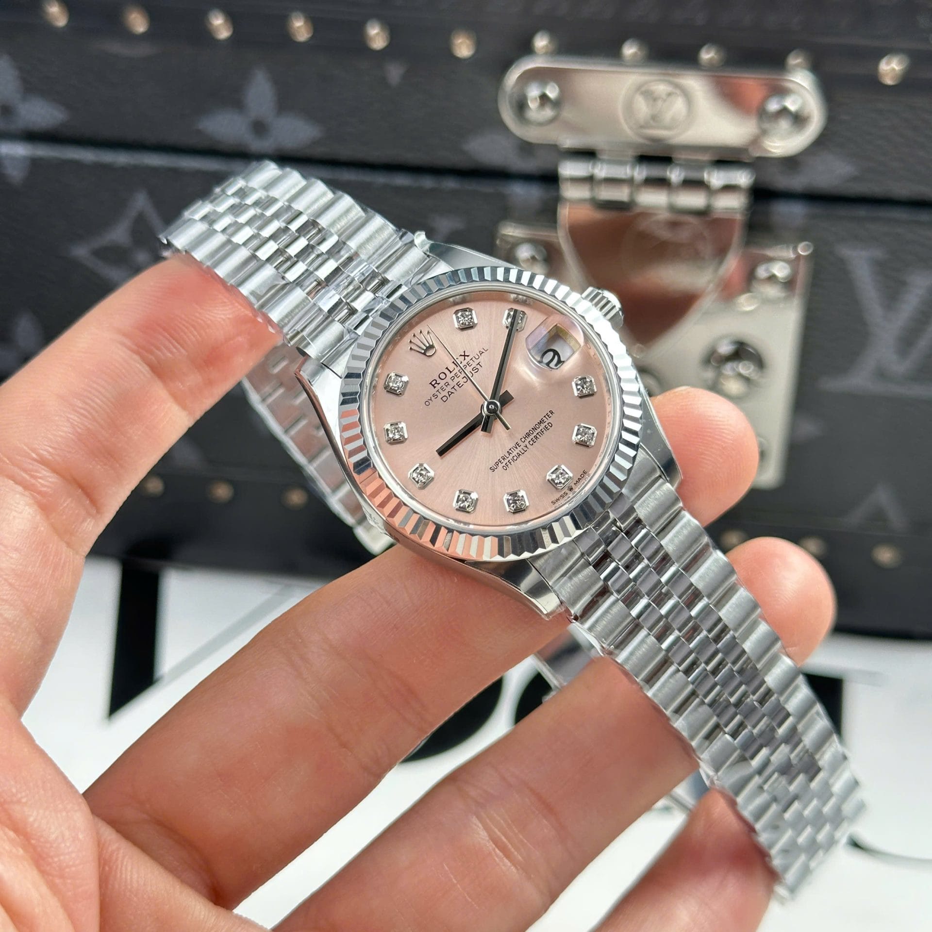 Rolex DateJust Super Clone Watch Dial Pink Jubilee Strap THB Factory 31mm - Image 3