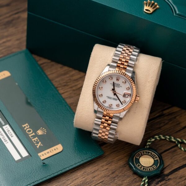 Dong Ho Rolex DateJust Replica 11 Nu Demi Mat So Trang 31mm 1 1