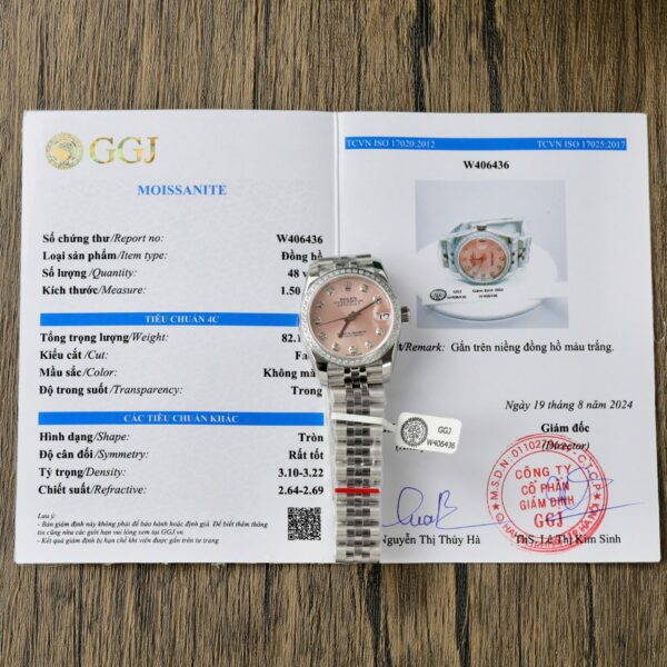 Dong Ho Rolex DateJust Replica 11 Nu Mat Hong Dinh Kim Cuong Moissanite 31mm 6 1