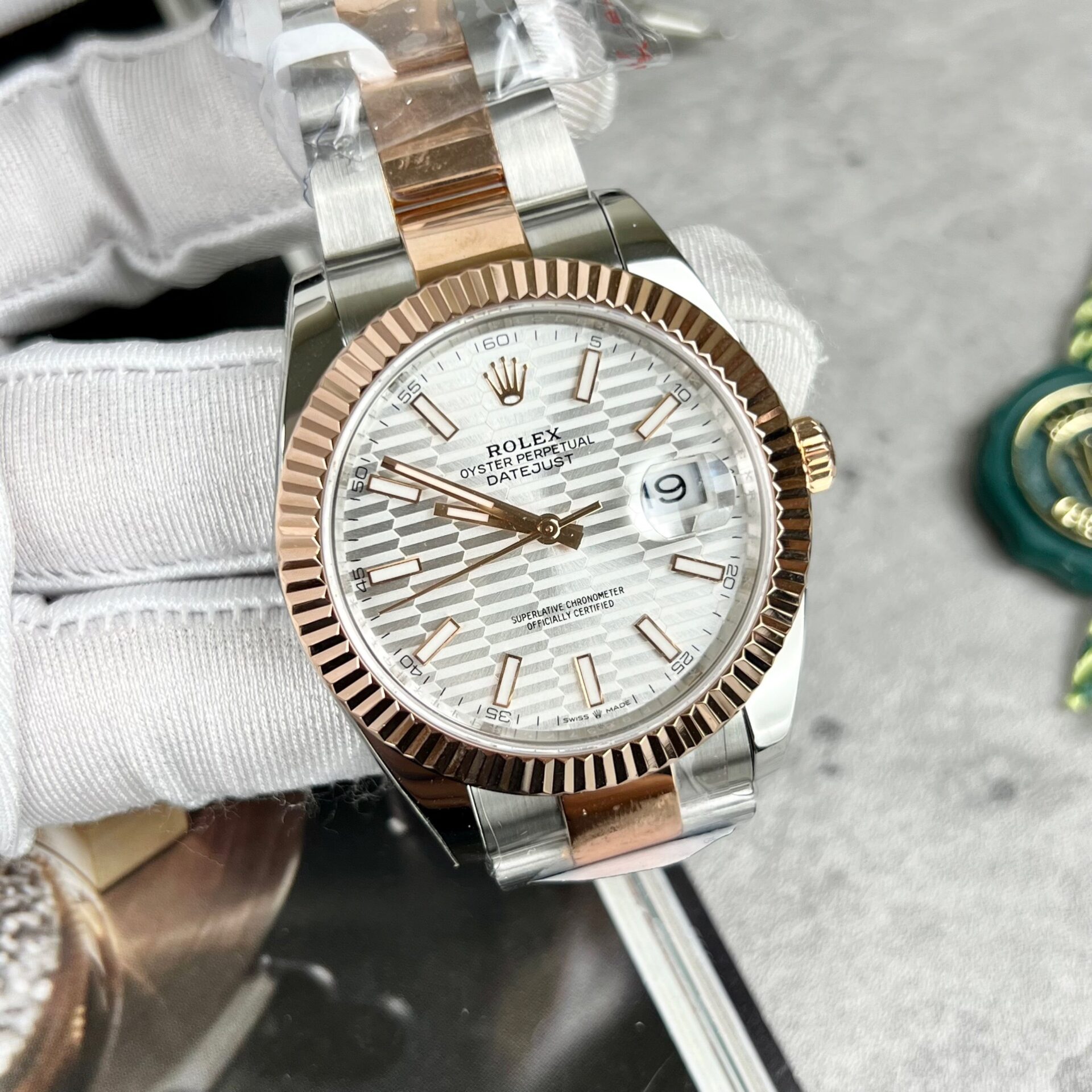 Rolex Datejust 126331 Super Clone Watch Gold Wrapped Oyster Strap Clean Factory 41mm - Image 2