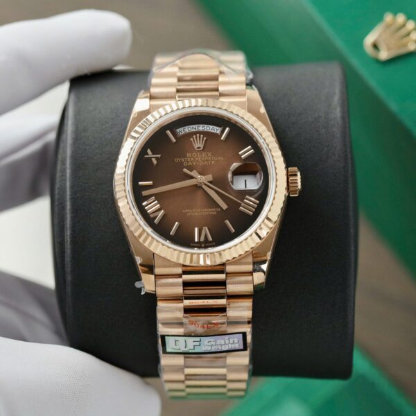 Dong Ho Rolex Day Date 128235 Replica 11 Mat Chocolate Trong Luong 158gram QF Factory 36mm 2 1