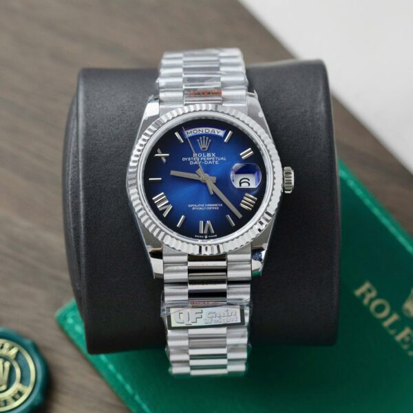Dong Ho Rolex Day Date 128236 Rep 11 Cao Cap Mat Xanh Blue Trong Luong 158gram QF Factory 36mm 2 1