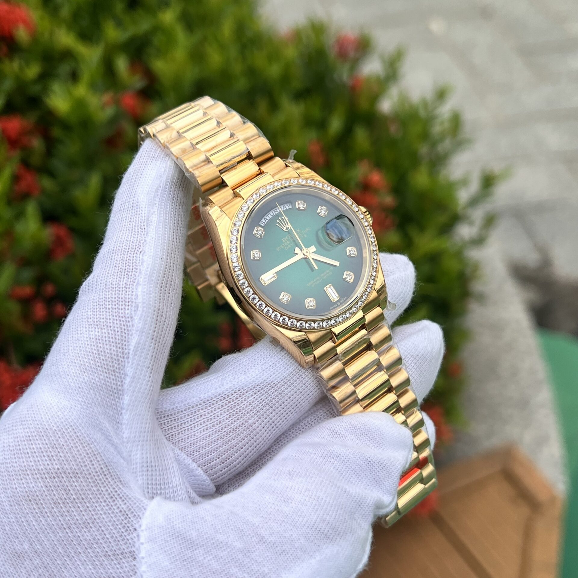 Rolex Day-Date 128348RBR Ombre Green Dial Super Clone Watch EW 36mm - Image 5
