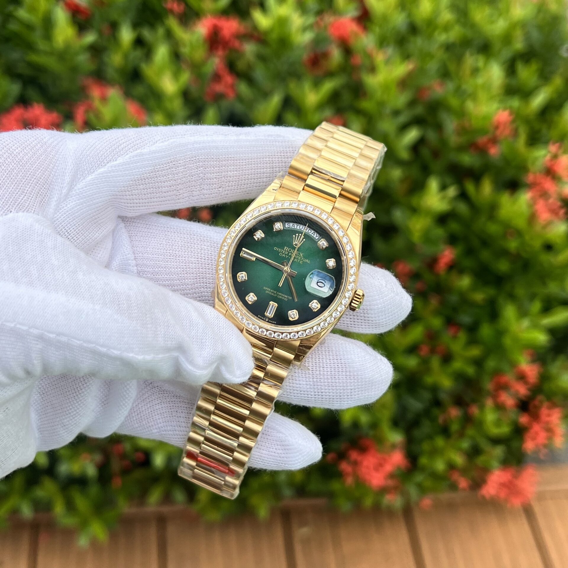 Rolex Day-Date 128348RBR Ombre Green Dial Super Clone Watch EW 36mm - Image 2