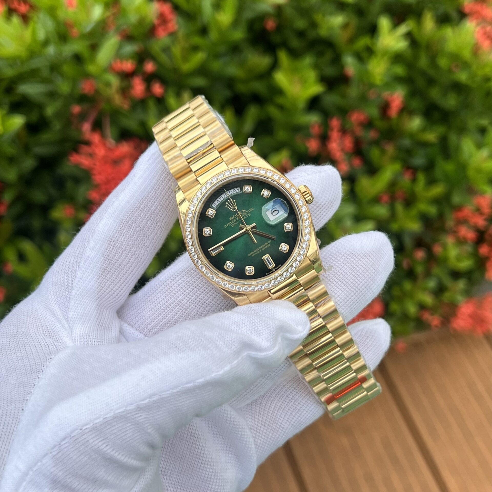 Rolex Day-Date 128348RBR Ombre Green Dial Super Clone Watch EW 36mm - Image 3