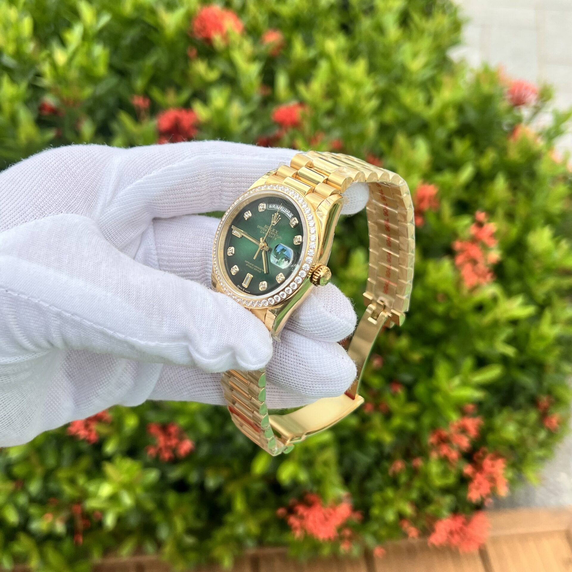 Rolex Day-Date 128348RBR Ombre Green Dial Super Clone Watch EW 36mm - Image 4