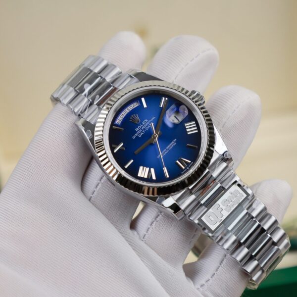 Dong Ho Rolex Day Date Blue Ombre Che Tac Nha May QF Ban Nang 40mm 3 1