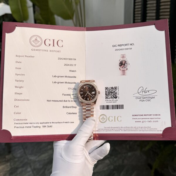 Dong Ho Rolex Day Date Boc Vang 18K Do Kim Cuong Moissanite GM V3 176 Gram 6 1