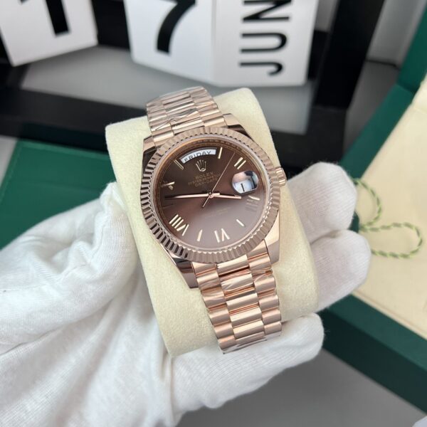 Dong Ho Rolex Day Date Boc Vang 18K Mat So Chocolate GM V2 7 1