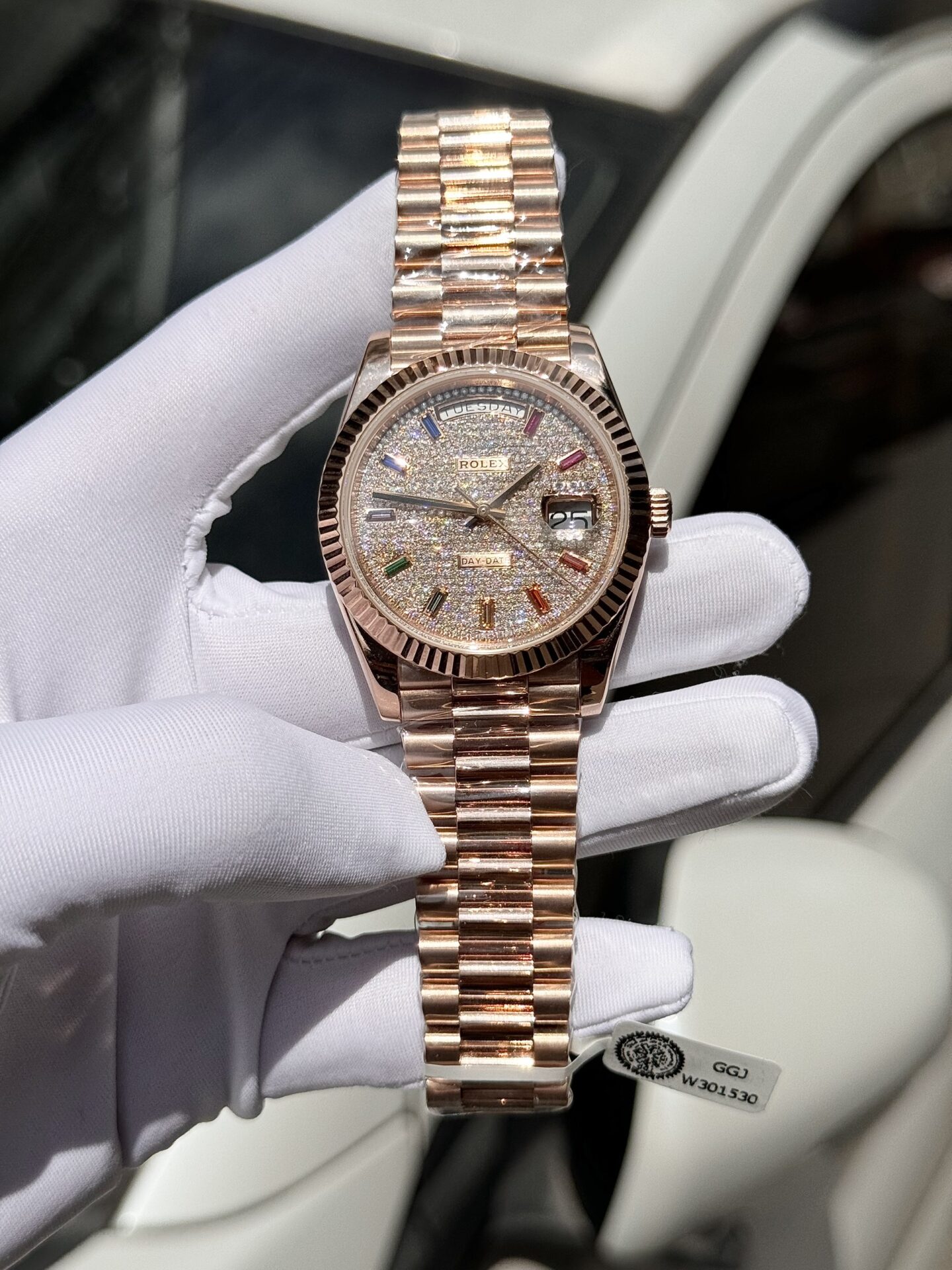 Rolex Day-Date Gold Wrapped Super Clone Watch With Moissanite Full DIal GM V2 40mm - Image 2