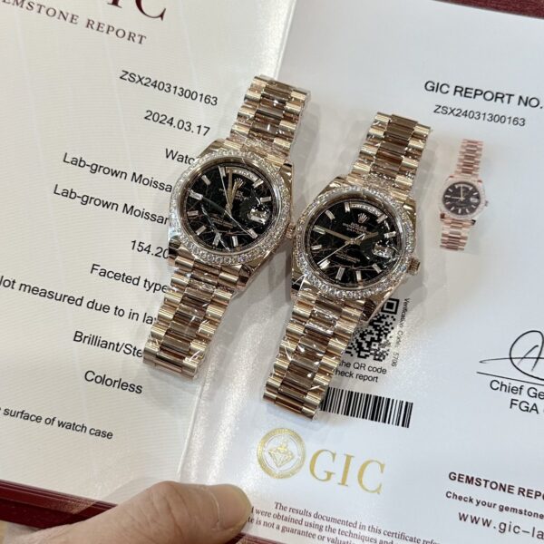 Dong Ho Rolex Day Date Boc Vang Do Moissanite Mat Nham Thach GS 158Grams 40mm 1 1