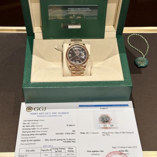 Dong Ho Rolex Day Date Boc Vang Hong Mat Nham Thach 40mm 4 1
