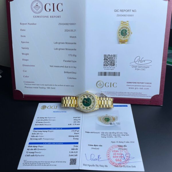 Dong Ho Rolex Day Date Che Tac Boc Vang Dinh Kim Cuong Moissanite Trong Luong 173 Gram 40mm 9 1