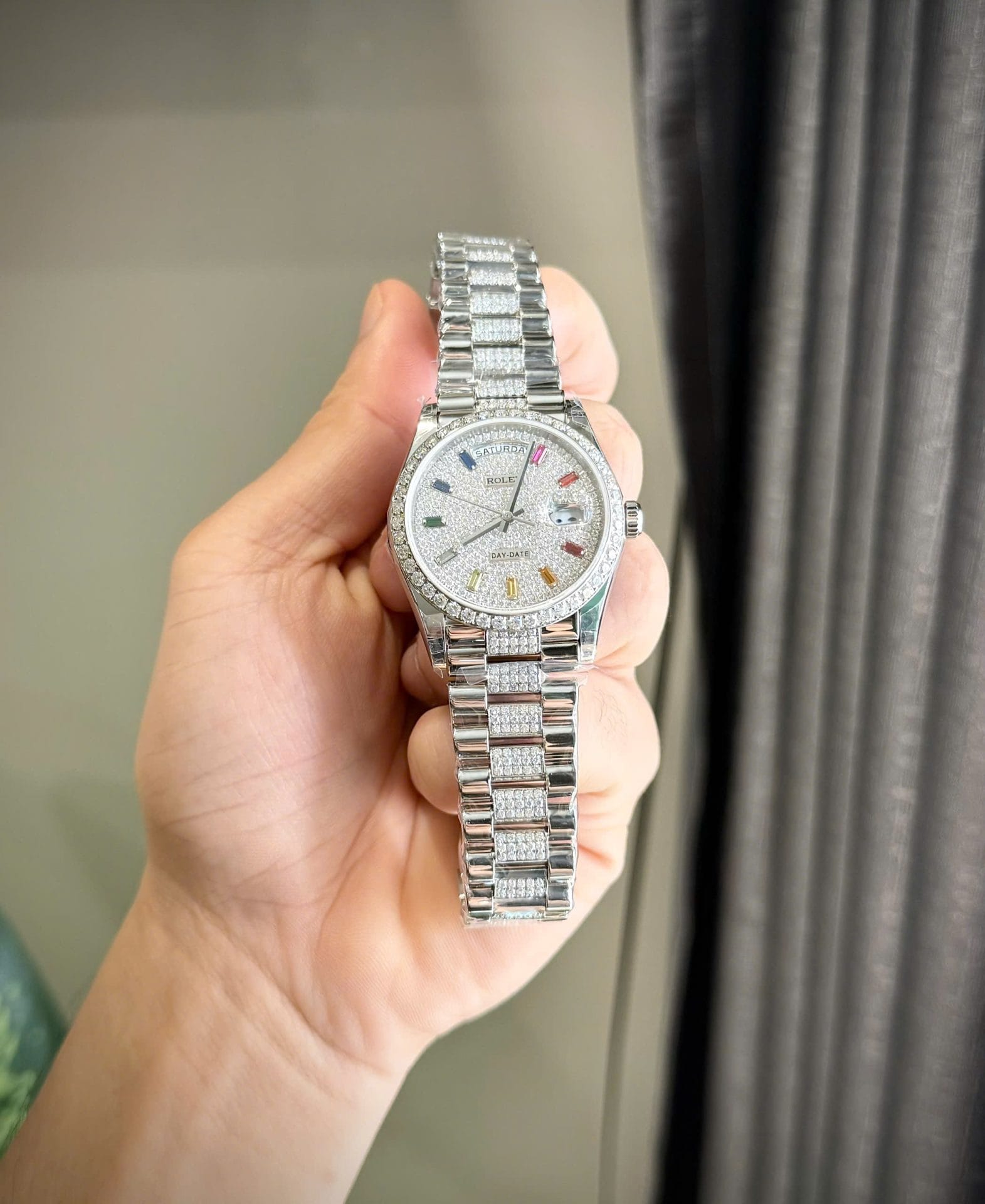Rolex Day-Date Super Clone Watch Custom Moissanite Diamonds 36mm - Image 2