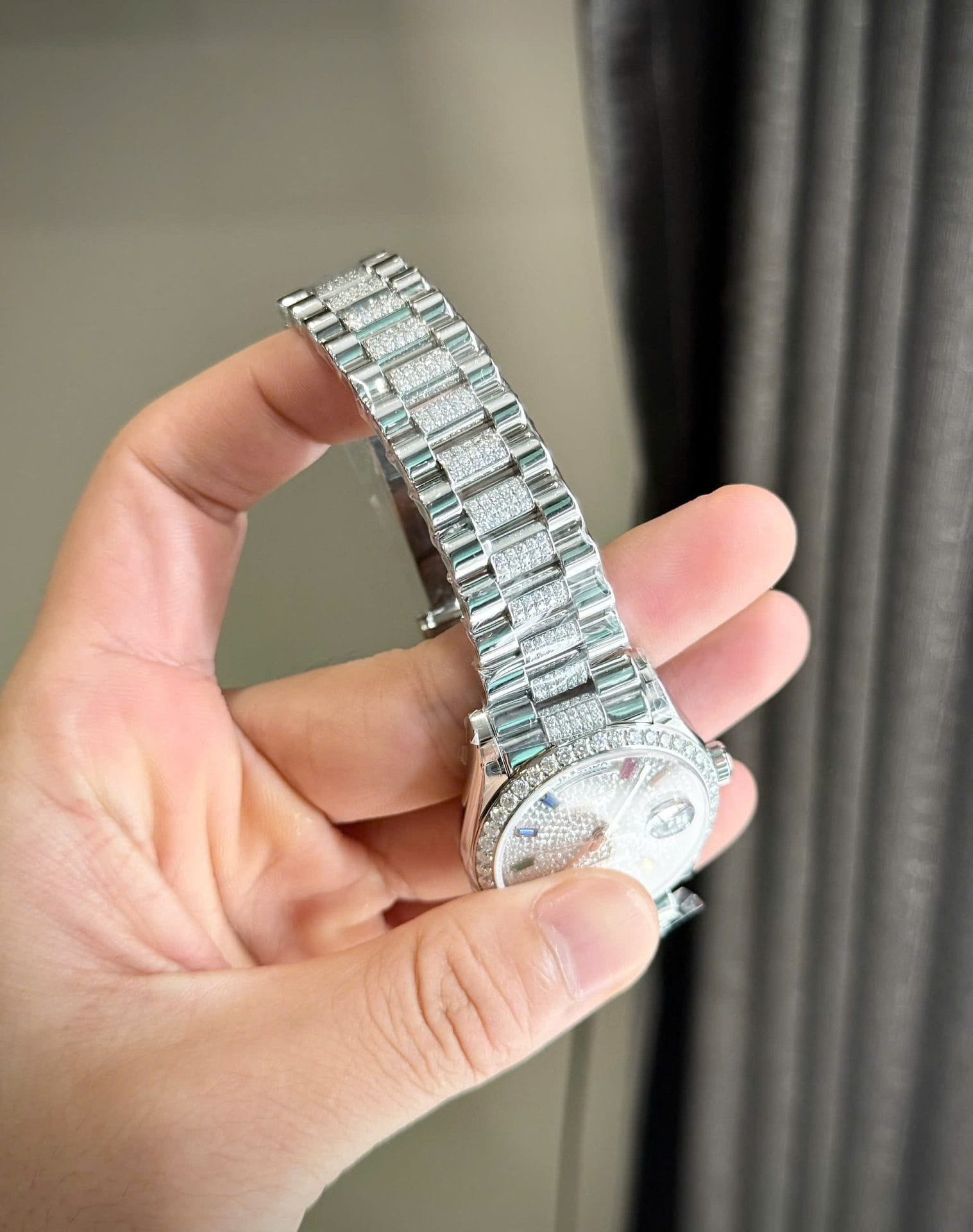Rolex Day-Date Super Clone Watch Custom Moissanite Diamonds 36mm - Image 5