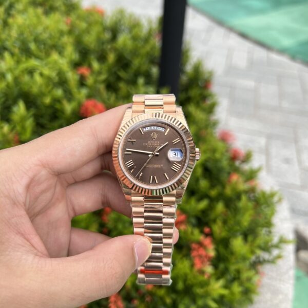 Dong Ho Rolex Day Date Mat Chocolate Coc So La Ma EW 40mm 1 1