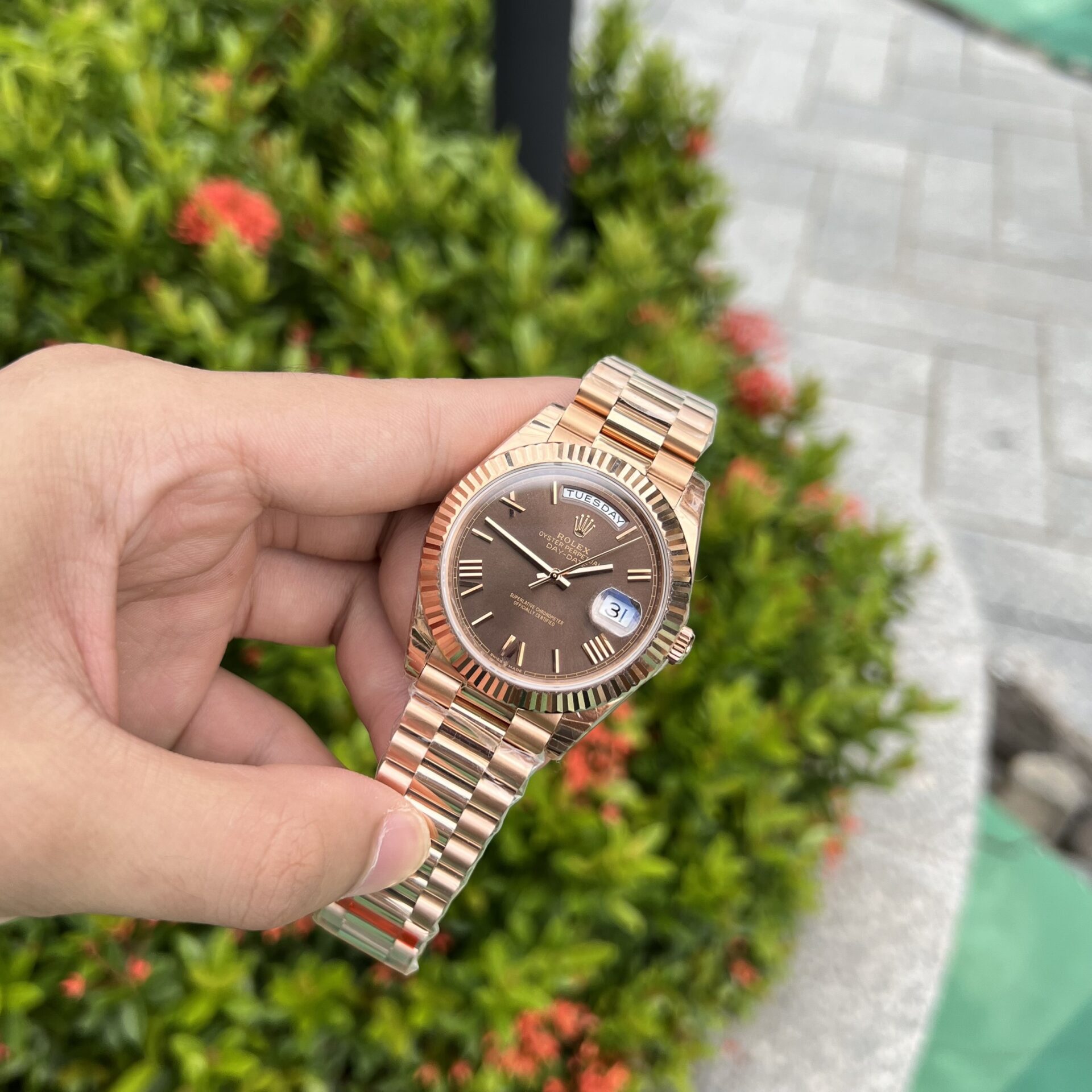 Rolex Day-Date Super Clone 1:1 Watch Chocolate Dial EW Factory 40mm - Image 3