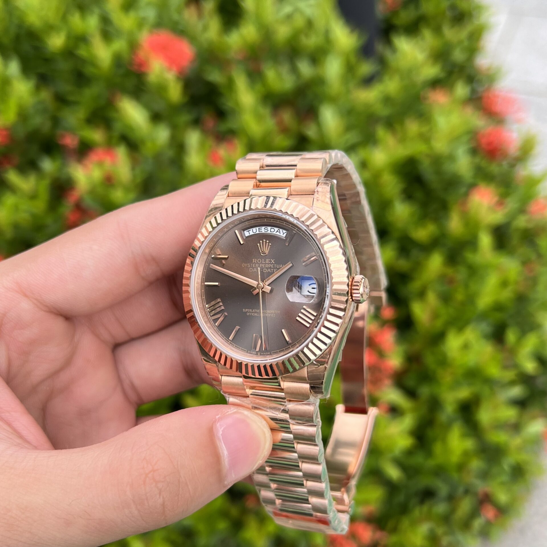 Rolex Day-Date Super Clone 1:1 Watch Chocolate Dial EW Factory 40mm - Image 4