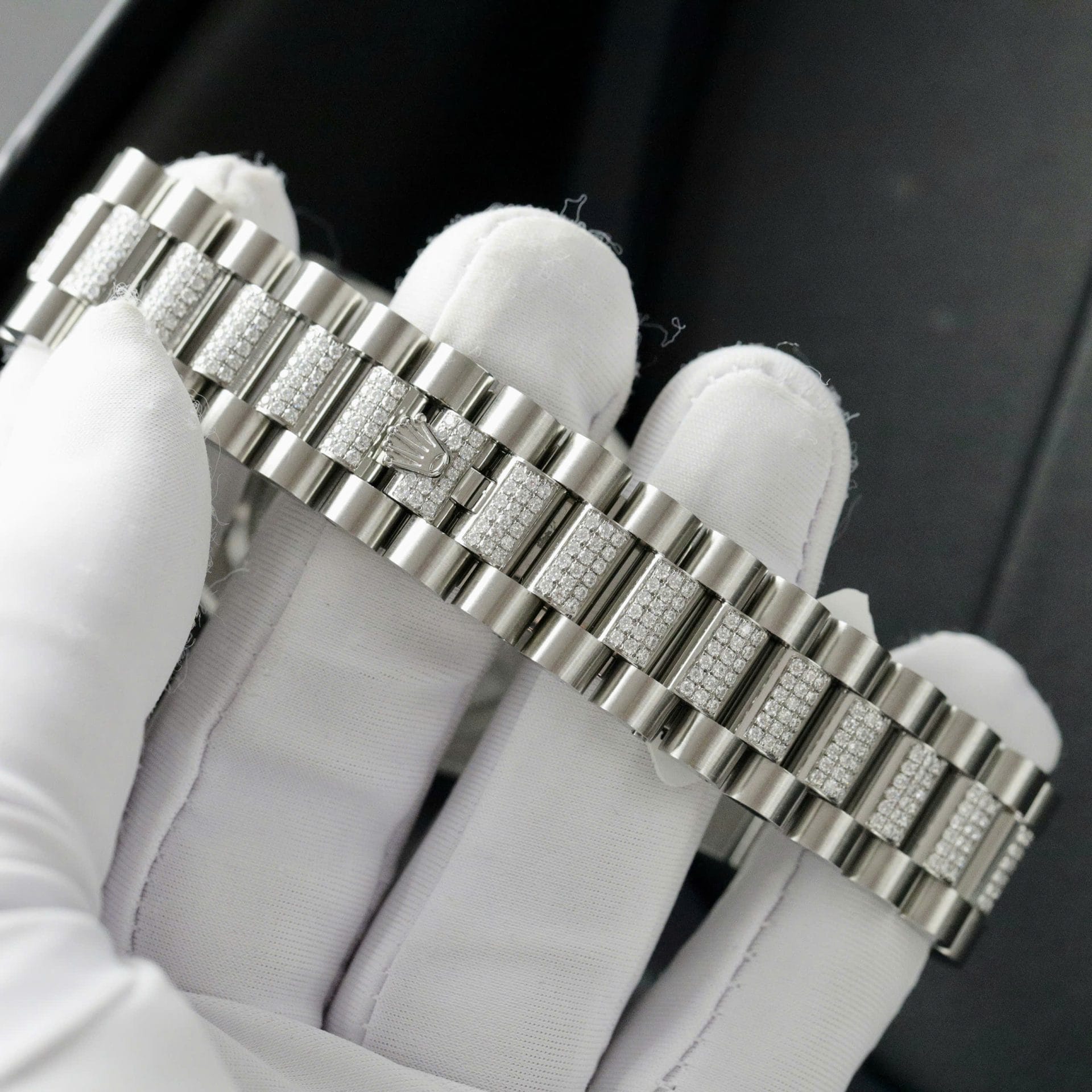 Rolex Day-Date Dial MOP Super Clone Watch Custom Moissanite Diamonds 36mm - Image 8