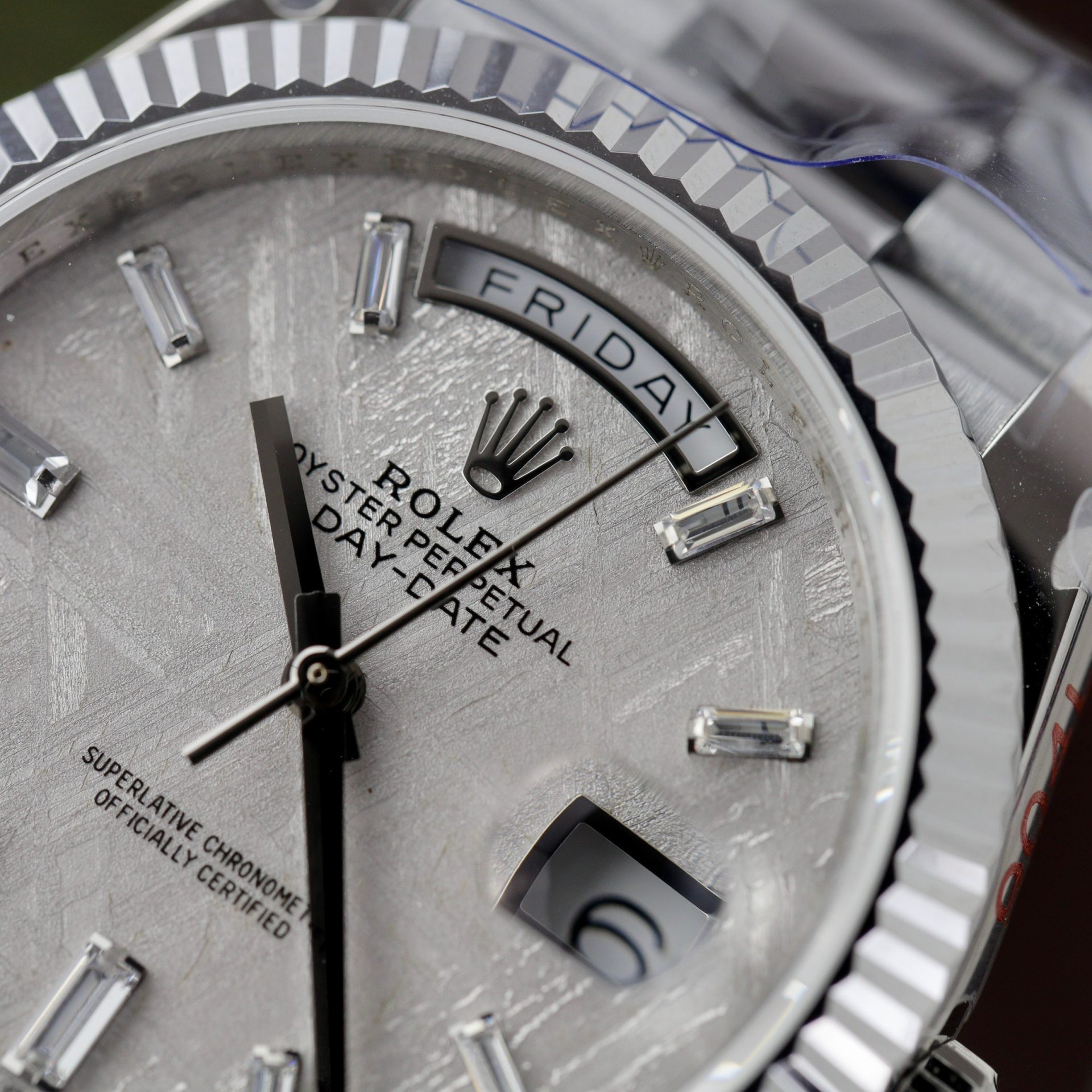 Rolex Super Clone Watch Day-Date Dial Meteorite Number Pile Diamond Moissanite 40mm - Image 5