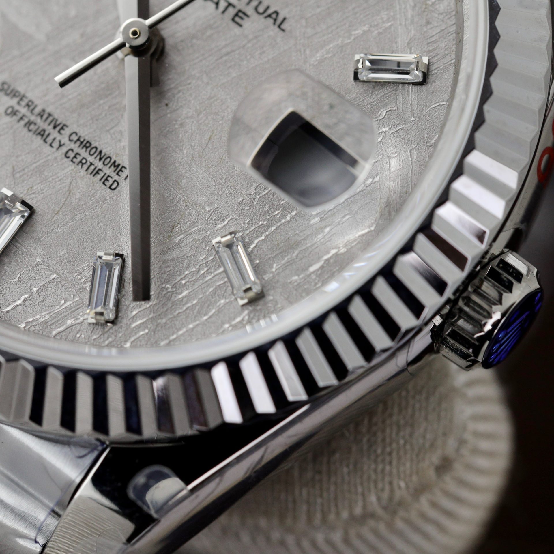 Rolex Super Clone Watch Day-Date Dial Meteorite Number Pile Diamond Moissanite 40mm - Image 7