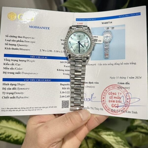 Dong Ho Rolex Day Date Mat Xanh Bang Coc So Arabic Nha May GM 40mm 3 1