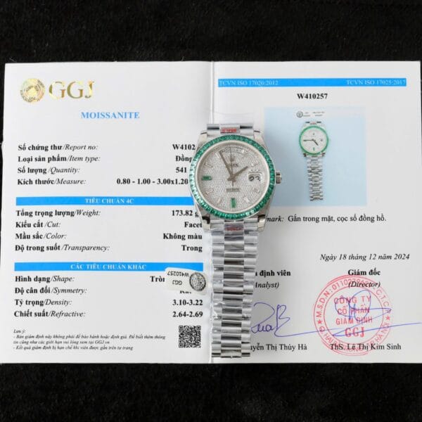 Dong Ho Rolex Day Date Nam Che Tac Dinh Moissanite Sapphire Baguette 40mm 1 1