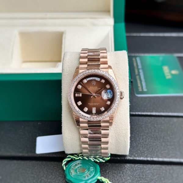 Dong Ho Rolex Day Date Nam Dinh Da Mat Chocolate EW Factory 36mm 1 1