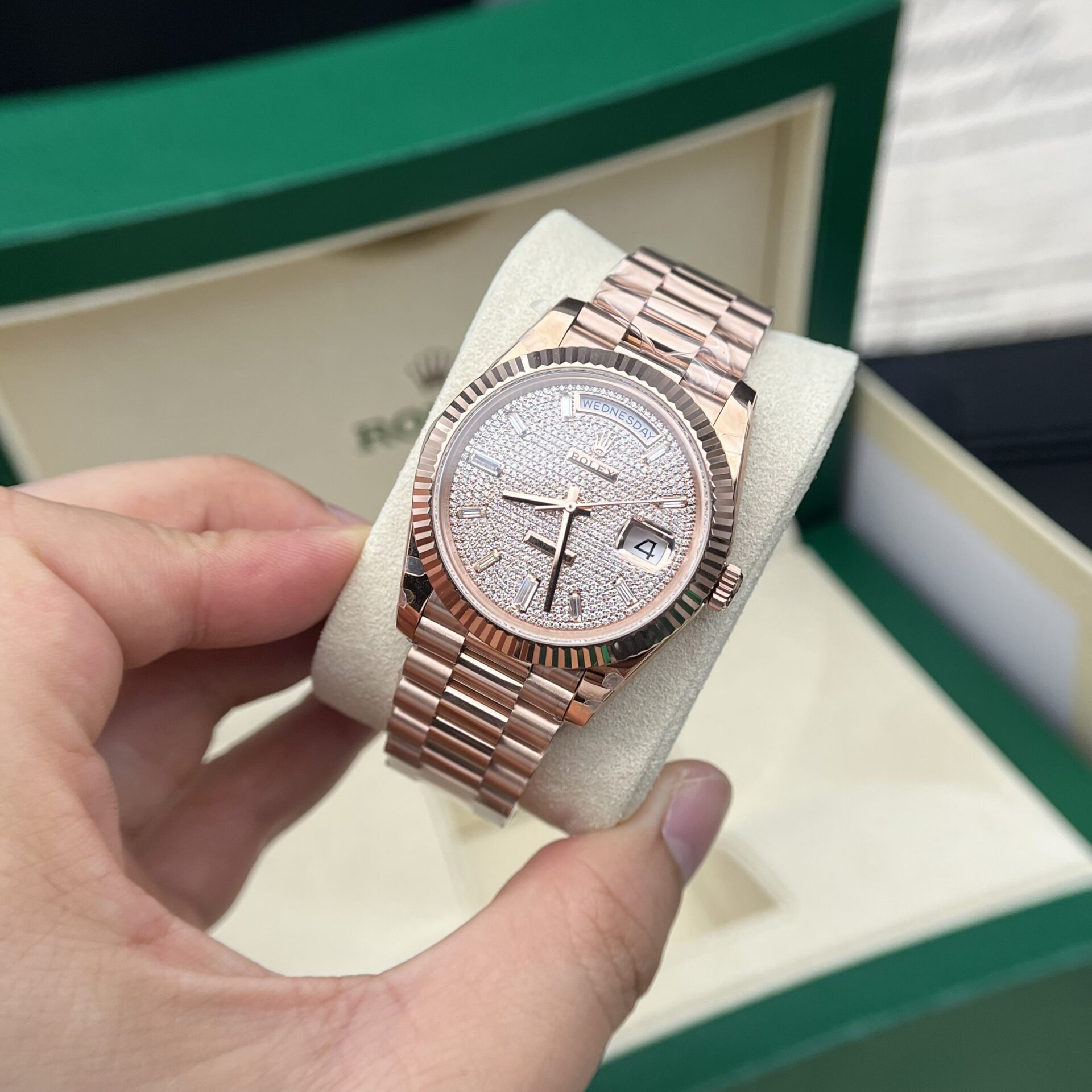 Rolex Day-Date Full Diamond Dial Super Clone Watch GM Factory 40mm - Image 3
