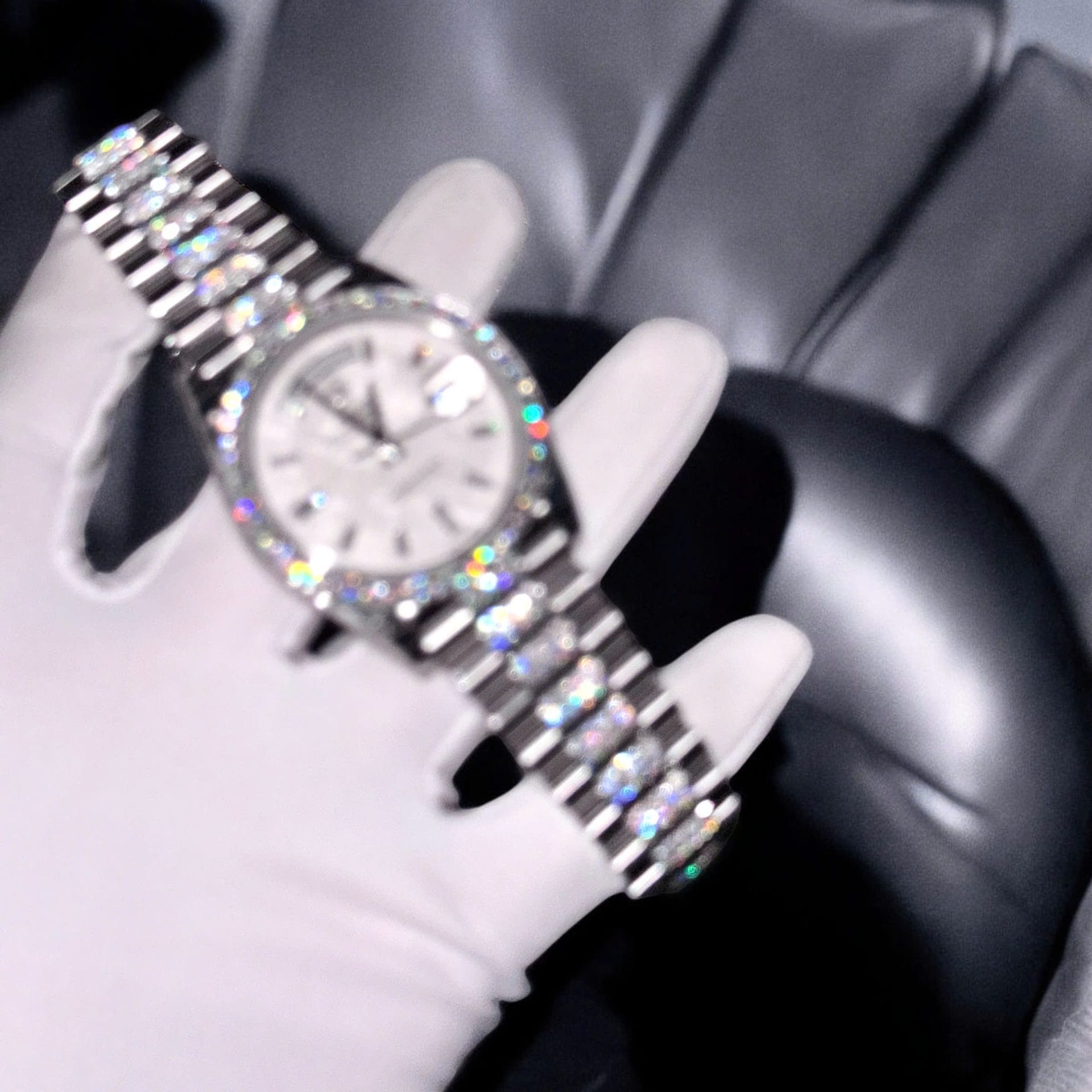 Rolex Day-Date Super Clone Watch Meteorite Dial Moissanite Diamonds Custom 40mm - Image 3