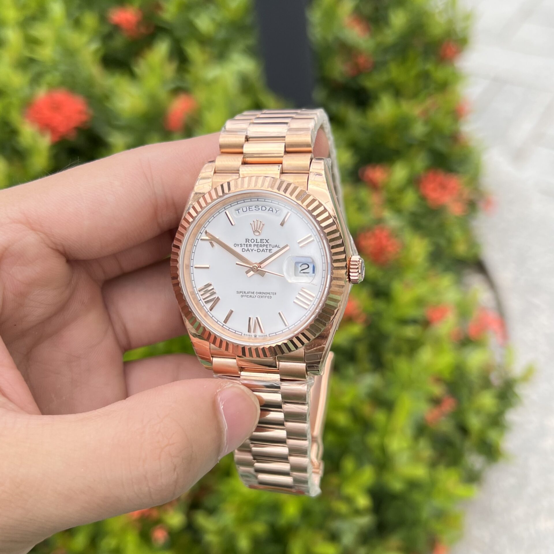 Rolex Day-Date Rose Gold Best Super Clone Watch White Dial 40mm - Image 4