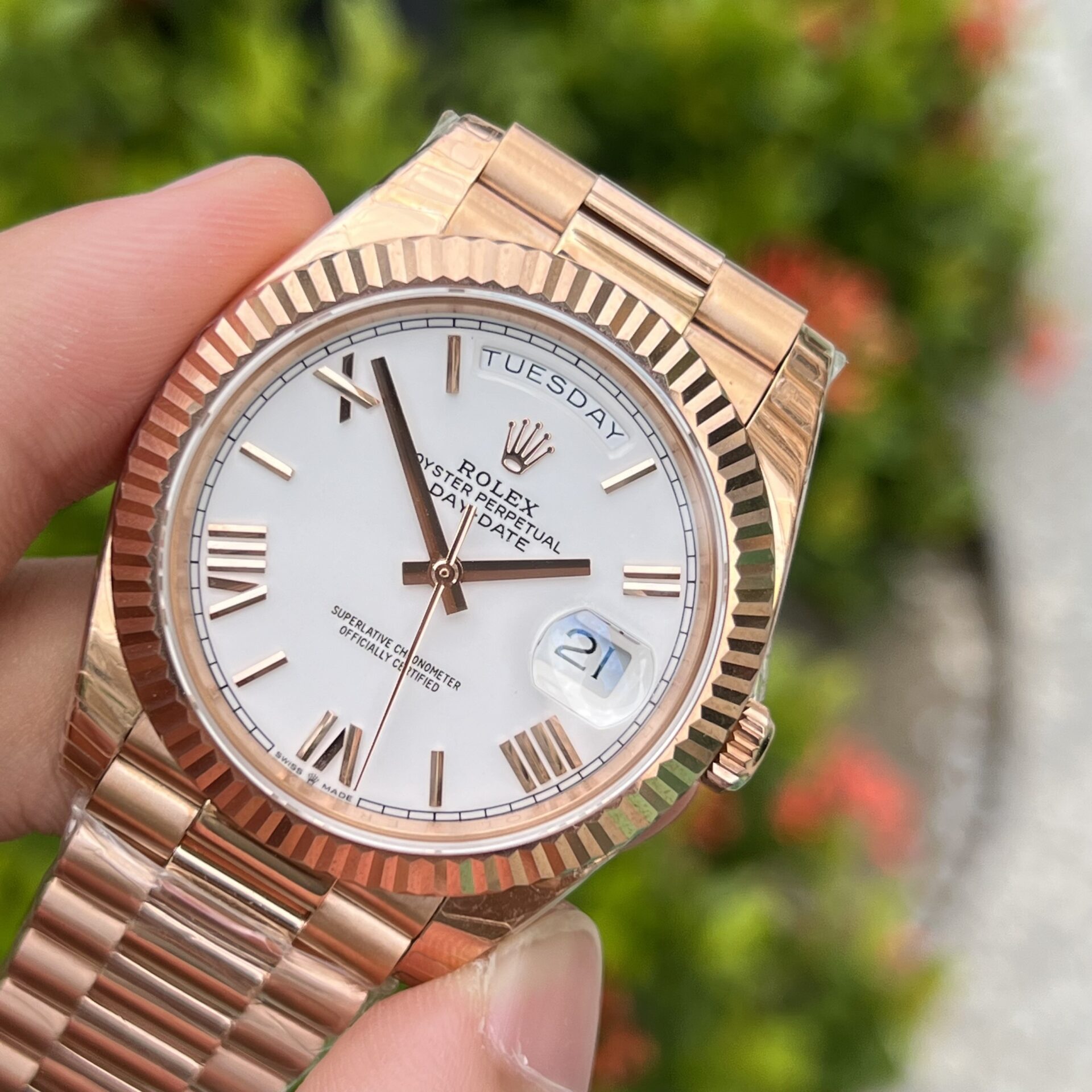 Rolex Day-Date Rose Gold Best Super Clone Watch White Dial 40mm - Image 5