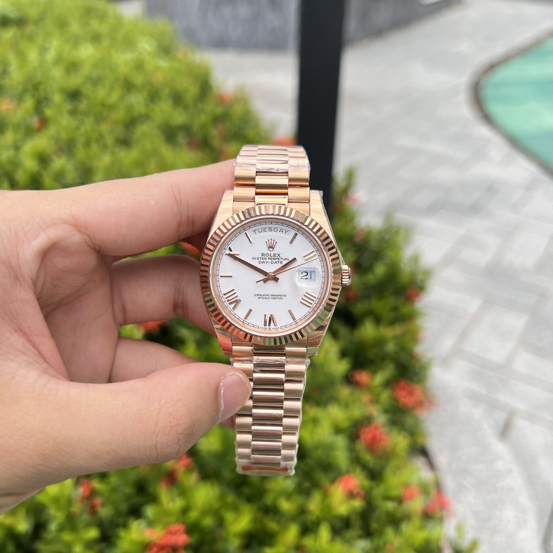 Rolex Day-Date Rose Gold Best Super Clone Watch White Dial 40mm