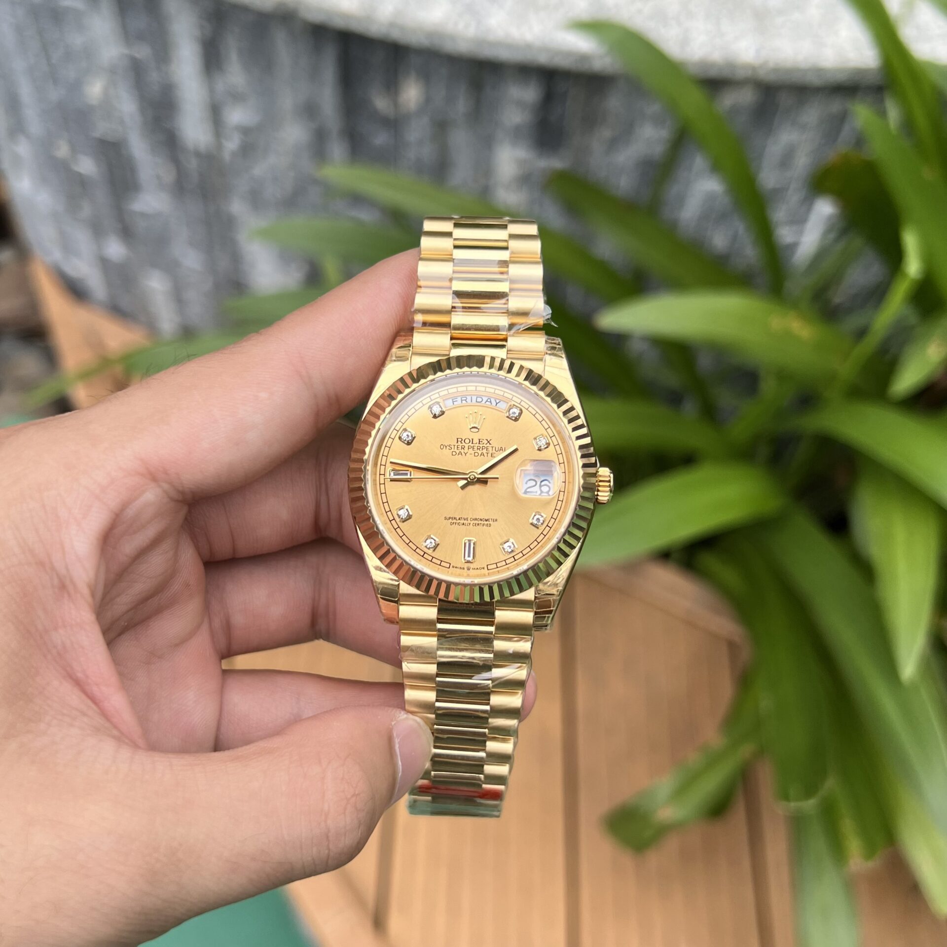Rolex Day-Date Super Clone 1:1 Watch Champagne Dial Jubilee Strap 40mm