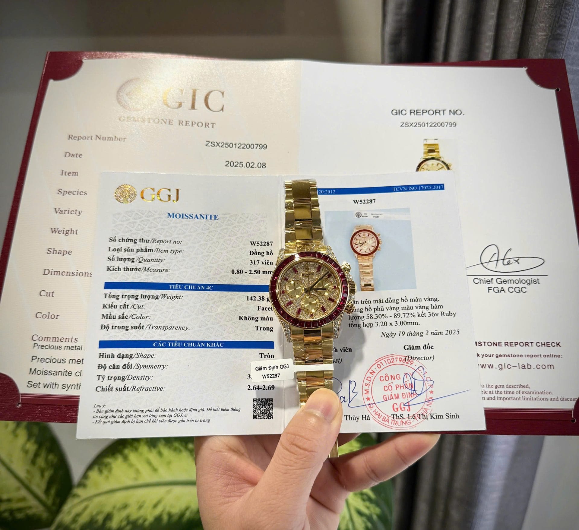 Rolex Daytona 126598TRU Super Clone Watches Custom Gold Wrapped + Ruby + Diamonds Moissanite 40mm